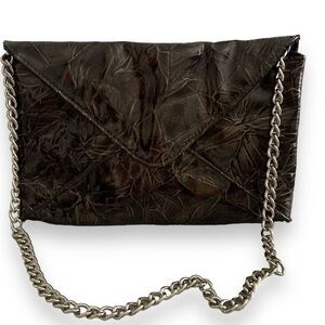 Jessica McClintock Evening Bag Envelope Chain Strap Brown